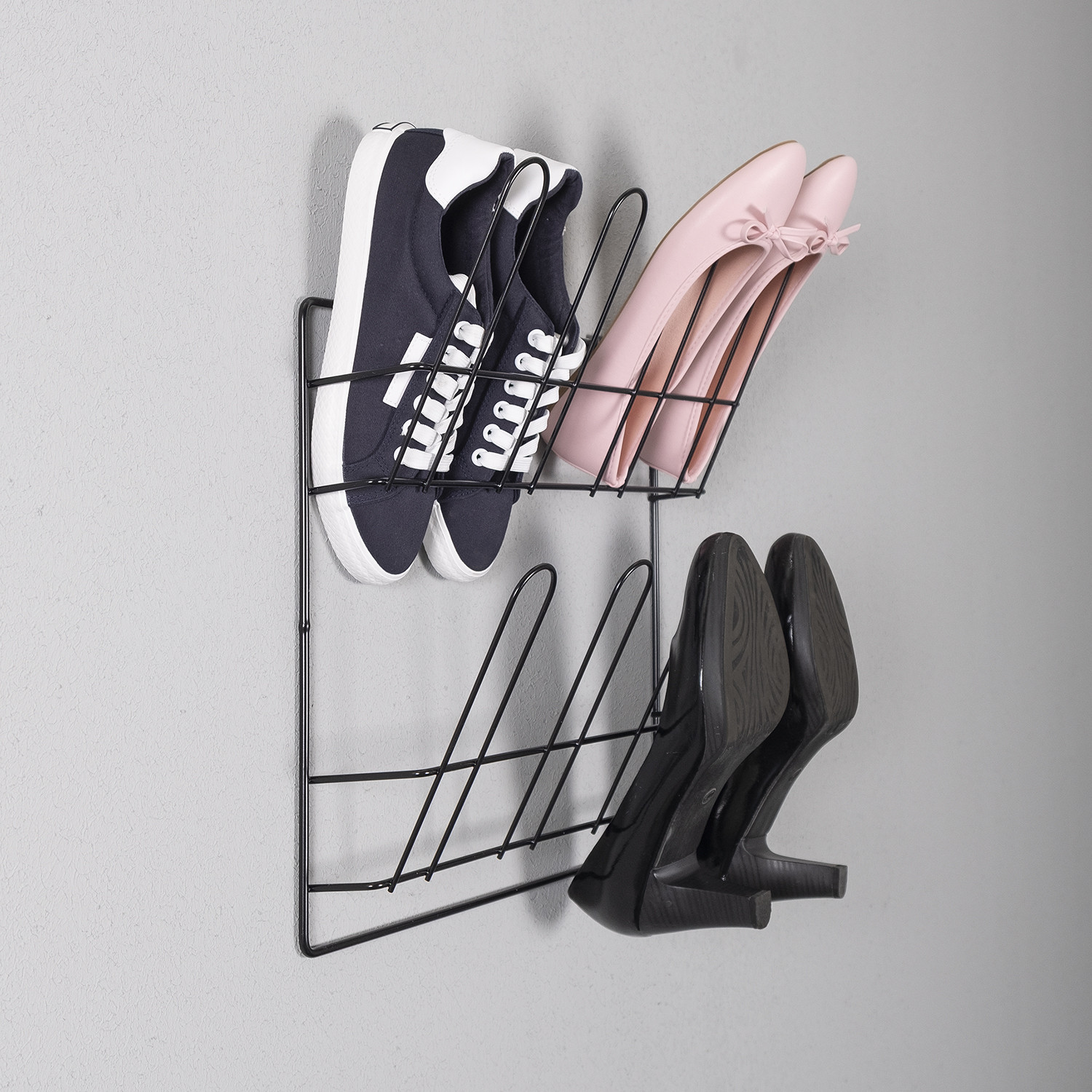 Black wall shoe rack best sale