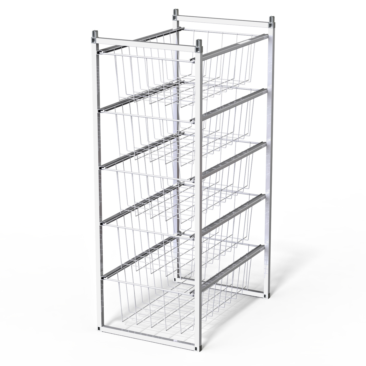 White basket rack with 4 baskets / basket system - Innovative Storage ...