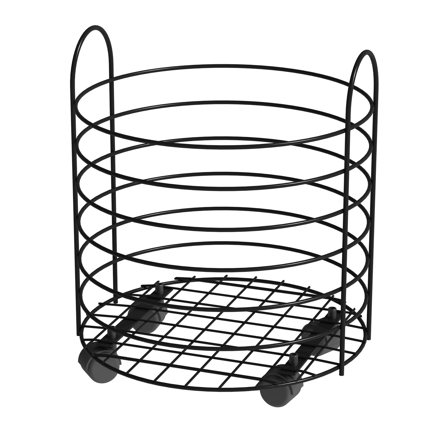 Laundry basket on wheels black material steel wire Innovative