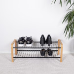 SHOE RACK WOOD BLACK 670 MM LM 391