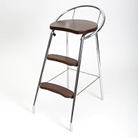 STEP STOOL WITH BACK REST CHROME/PEANUT LM 187