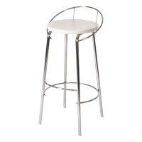 BAR STOOL WITH BACK REST CHROME/TRANSLUCENT WHITE LM 189