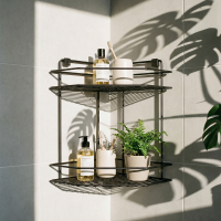 CORNER SHELF 2 LEVELS BLACK LM 593