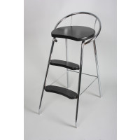 LM 187 STEP STOOL WITH BACK REST CHROME/BLACK