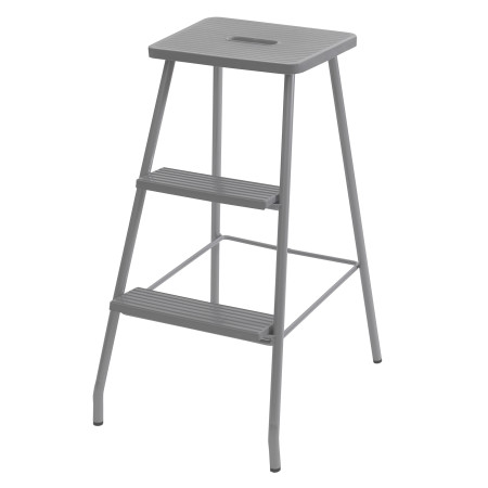 Stool with silver colour frame / grey plastic tops