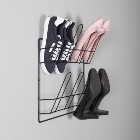 WALL-MOUNTED SHOE RACK BLACK LM 322/2