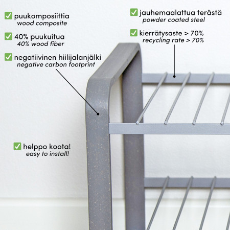 SHOE RACK WOOD SILVER 470 MM LM 390