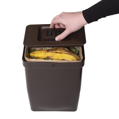 LM 530 WASTE BIN 8L + BIO LID BROWN