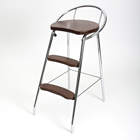 STEP STOOL WITH BACK REST CHROME/PEANUT LM 187