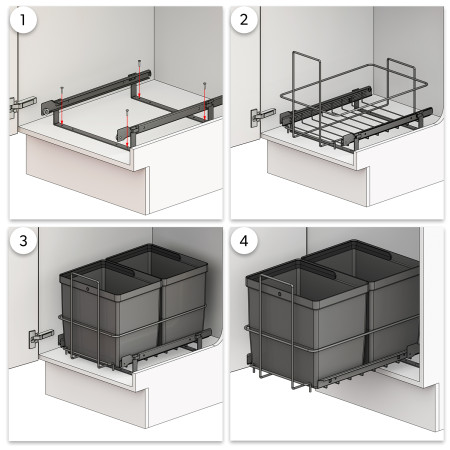 PULL-OUT WASTE SYSTEM ANTHRACITE + 2 BINS LM 79/R