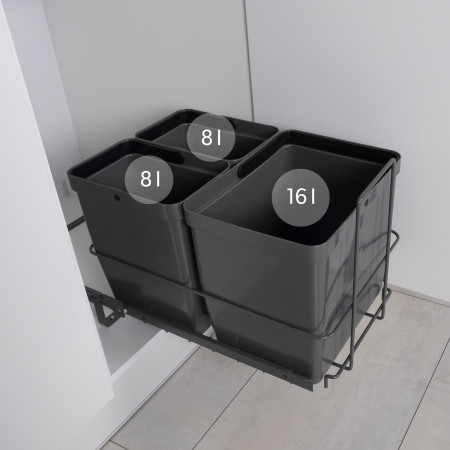 PULL-OUT WASTE SYSTEM ANTHRACITE + 3 BINS LM 79/R