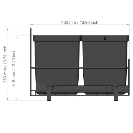 PULL-OUT WASTE SYSTEM ANTHRACITE + 3 BINS LM 79/R