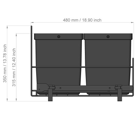 PULL-OUT WASTE SYSTEM ANTHRACITE + 4 BINS LM 79/R