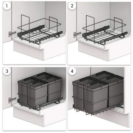 PULL-OUT WASTE SYSTEM ANTHRACITE + 4 BINS LM 79/R