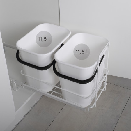 PULL-OUT WASTE SYSTEM WHITE + 2 BINS LM 66/R