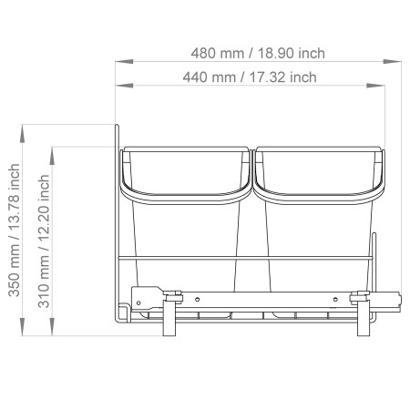 PULL-OUT WASTE SYSTEM WHITE + 2 BINS LM 66/R