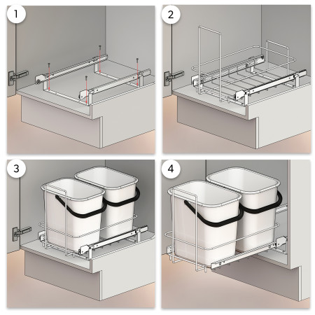 PULL-OUT WASTE SYSTEM WHITE + 2 BINS LM 66/R