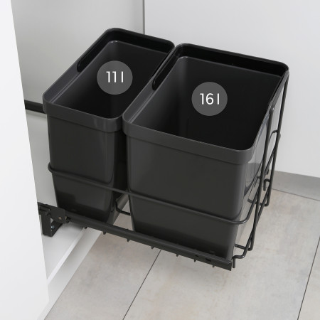 PULL-OUT WASTE SYSTEM ANTHRACITE + 2 BINS LM 64/R