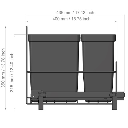 PULL-OUT WASTE SYSTEM ANTHRACITE + 2 BINS LM 64/R