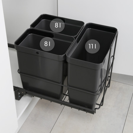 PULL-OUT WASTE SYSTEM ANTHRACITE + 3 BINS LM 64/R