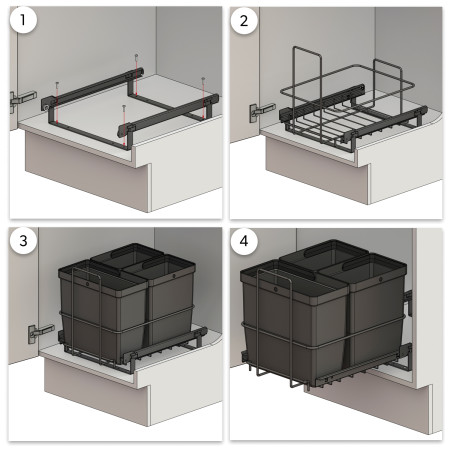 PULL-OUT WASTE SYSTEM ANTHRACITE + 3 BINS LM 64/R