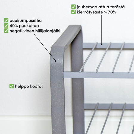 SHOE RACK SILVER WOOD 670 MM LM 391