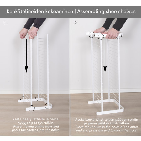 Shoe Rack Wood Black 470mm with Wood-Colored Ends of Wood Composite LM 390