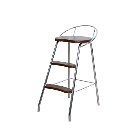 STEP STOOL WITH BACK REST CHROME/PEANUT LM 187