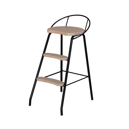 STEP STOOL WITH BACK REST BLACK/BIRCH LM 187