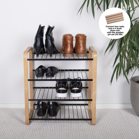 Shoe Rack Wood Black Length 470mm with Ends of Black Wood Composite LM 390