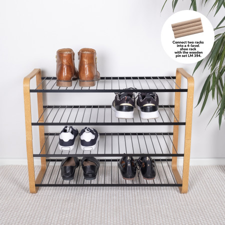 SHOE RACK WOOD BLACK 670 MM LM 391