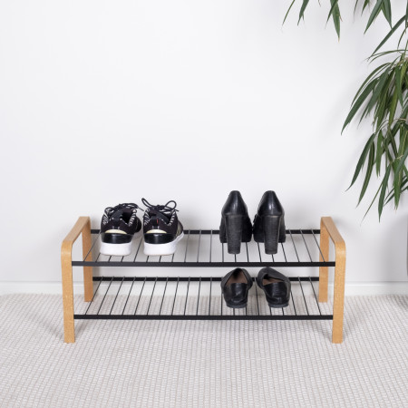 SHOE RACK WOOD BLACK 670 MM LM 391