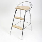 STEP STOOL WITH BACK REST CHROME/BIRCH LM 187