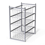 BASKET RACK+4 BASKETS SILVER 350x500x675 LM 350/4