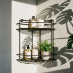 CORNER SHELF 2 LEVELS BLACK LM 593