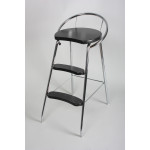 STEP STOOL WITH BACK REST CHROME/BLACK LM 187