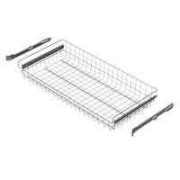 TRÅDBACK MED RULLSKENOR SILVER 937x440x140 (skåp 966-970) LM 608