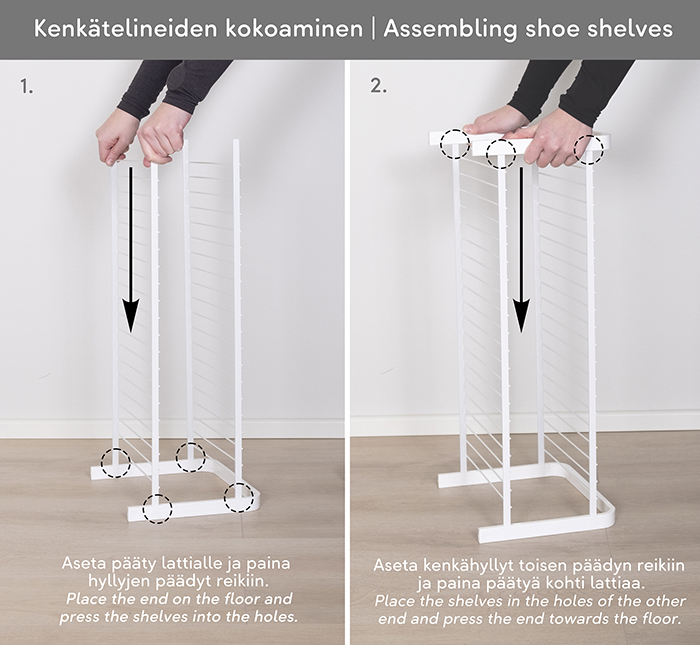 Kenkätelineen päätyjen asentaminen